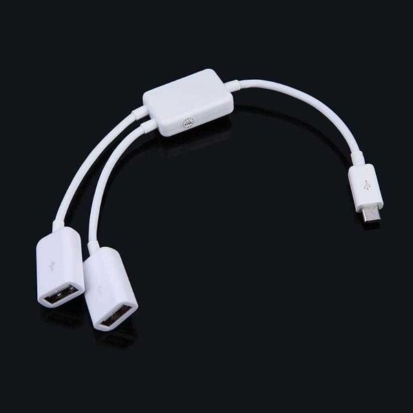 Micro USB para 2 OTG Hub adaptador cabo duplo porta y splitter para tablet pc cartão de telefone leitor mouse teclado computador componente