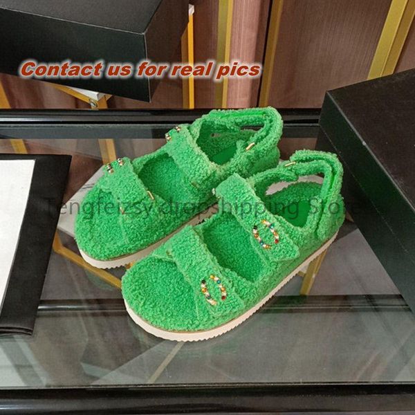 

sandals 2021 women autumn luxury hook loop plush women's gladiator shoes thick soled brand designer outside fashion casual, Black