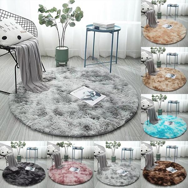 

carpets gradient solid carpet thicker rugs non-slip round mat bathroom area rug for living room soft fluffy child bedroom mats 80/100cm