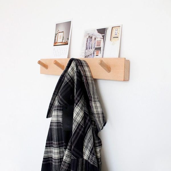 

wall mounted wood storage hooks livingroom organizer rack home decoration for hanging coat hat clothes bag towels hangers & rails
