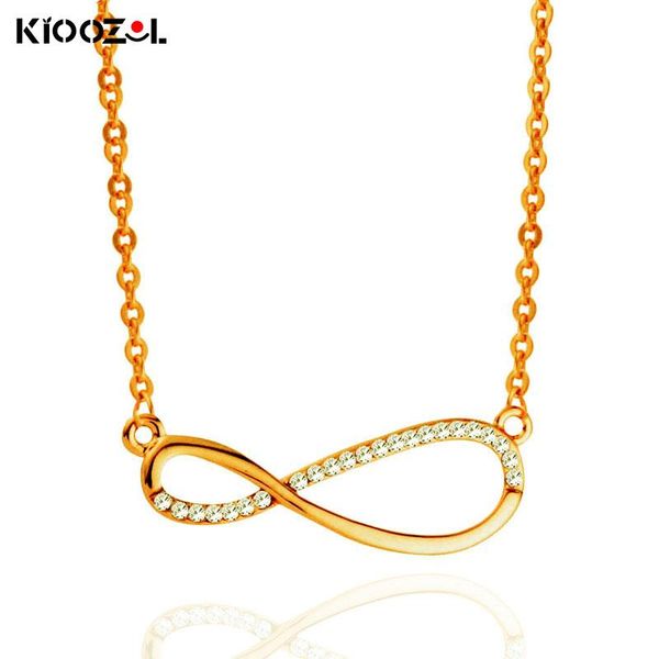 

pendant necklaces kioozol classic infinity micro inlaid cz rose gold silver color choker necklace for women wedding party jewelry 096 ko5
