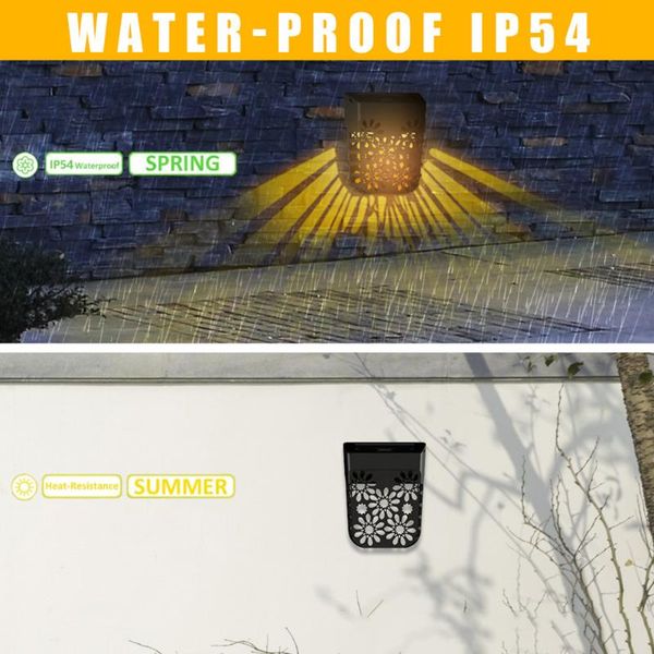 

outdoor wall lamps led solar lamp waterproof decking light hollowed out lighting garden court stairs decor