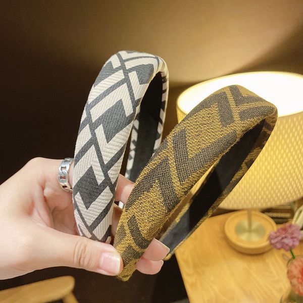

f028 hair accessories brown white letter f women headbands fabric sponge head wrap 2colors, Silver