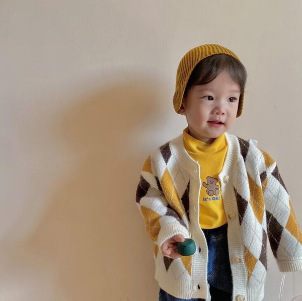 

pullover 2021 girls boys knitted printed sweater winter full sleeve fashion kids cardigan 0-6 years wd801, Blue