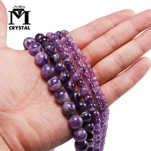 

decorative objects & figurines drop natural amethyst stone beads with hole quartz crystals round loose bead 6-16mm for diy jewelry making br