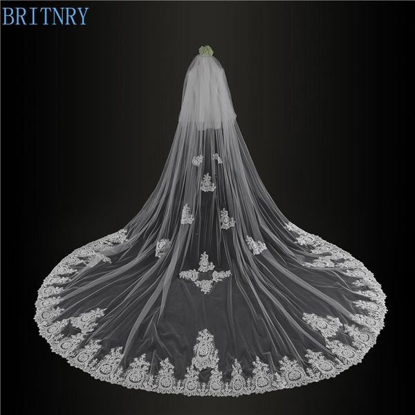 

bridal veils britnry in stock ivory wedding veil lace with sequins luxury two layers appliques blusher accessories, Black