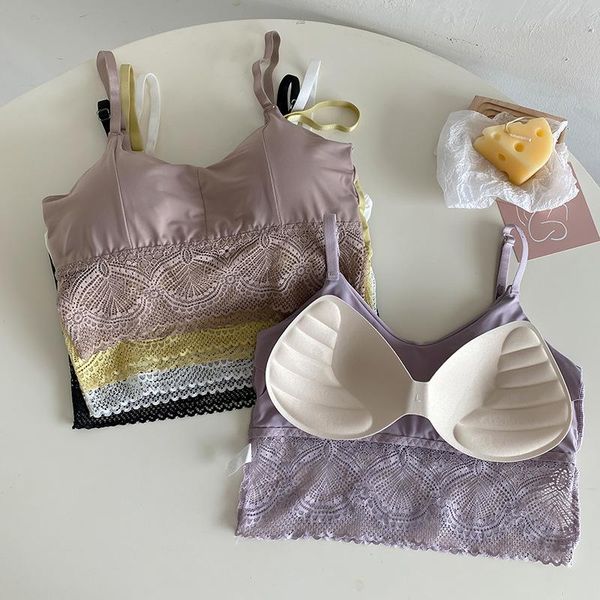 

camisoles & tanks chrleisure women's tube wireless push up tank backless lace underwear fashion, Black;white