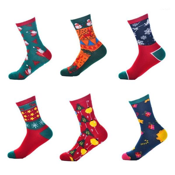 

pairs women men christmas cotton crew socks cute santa snowman deer contrast colored funny holiday xmas stockings gift