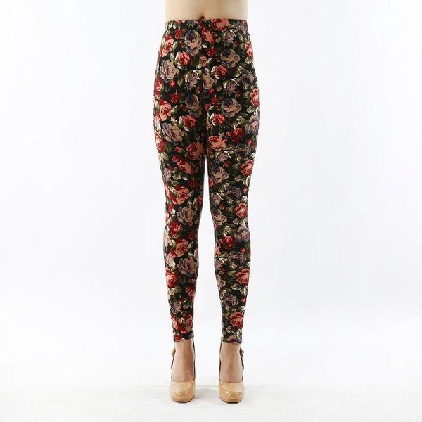 

women's leggings a23 fashion womens bottoms high elastic pants capris comfortable plus american style print, Black
