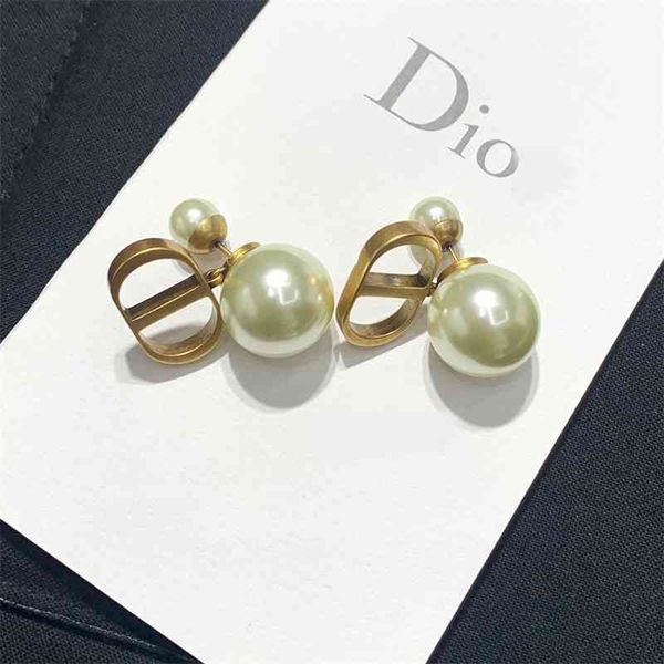 

70% off outlet online / new letter pearl earrings mesh red, Golden