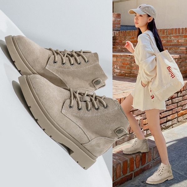 

boot's short autumn and winter sho versatile leather locomotive korean version net red super fashion martin boots 2021, Black