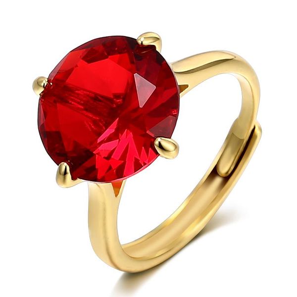 

wedding rings big round red zircon jewelry female gold color crystal engagement ring for women, Slivery;golden
