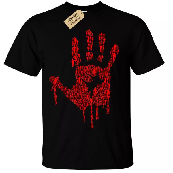 

hand of zombies t-shirt mens zombie bloody hand print halloween, White;black