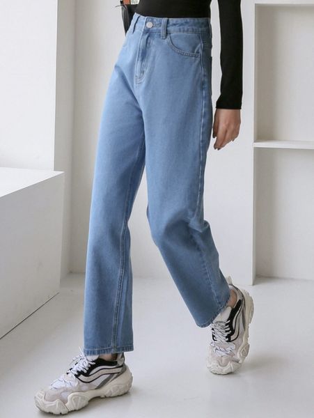 

dazy high waist straight leg jeans 62lp#, Blue