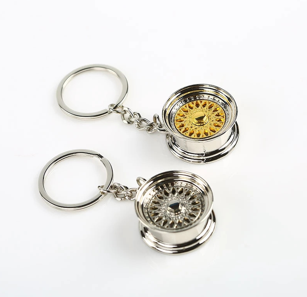 

keychains car wheel modified key chain silver & golden bbs ring pendant auto part accessories personality
