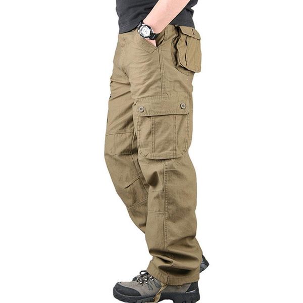

men's pants city tactical cargo classic outdoor hiking trekking army joggers pant solid color military multi pocket trousers, Black