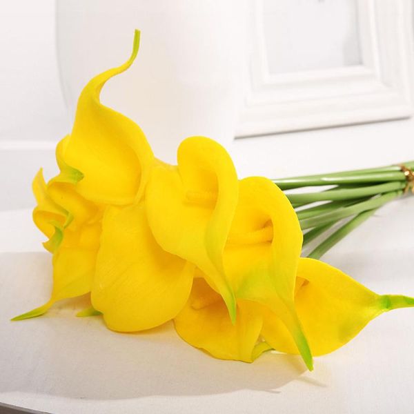 

10pcs mini bridal wedding decoration diy floral elegant bouquet eco friendly portable fake calla lily plastic artificial flower decorative f