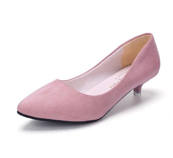 

dress shoes autumn women's pointed suede single large size ladies casual middle heel 3cm, Black