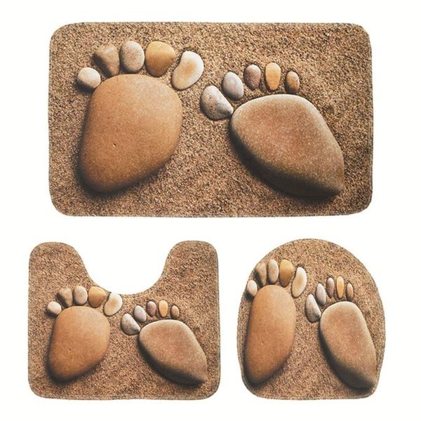 

piece/set big feet print bathroom supplies waterproof shower curtains anti skid bath mat mats