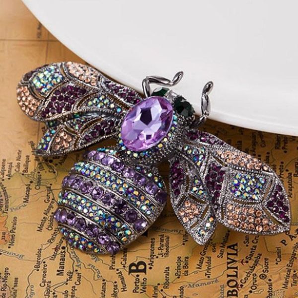 

pins, brooches blucome big size bee rhinestone for christmas accessories collar women hijab pins and broches bijoux women's brooch pin, Gray