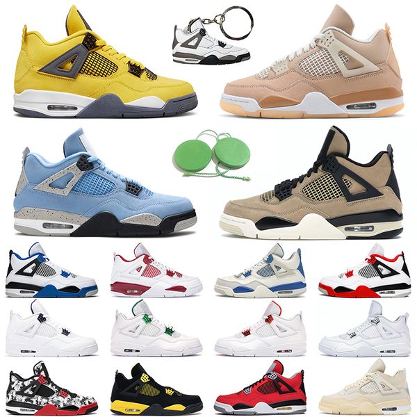 

men basketball shoes 4s 4 guava ice fire red black cat white cement cool grey motorsports trainer sports sneakers, White;red