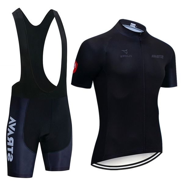 

strava summer cycling suit short sleeve men's mountain bike pants equipment, Black;red