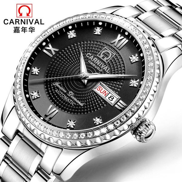 

mens watches full steel business mechanical watch men automatic waterproof relogio masculino wristwatches, Slivery;brown