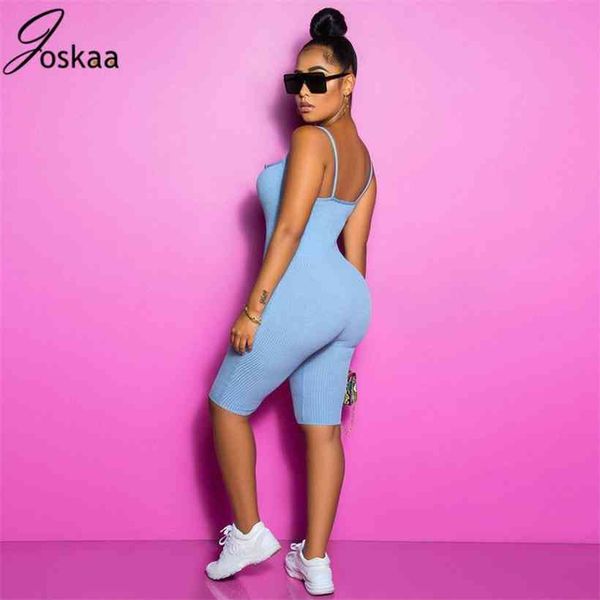 

joskaa movement style sleeveless condole belt pure color jumpsuits short pants 2021 summer new women fashion, Black;white