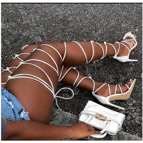 

sandals slim cross strapping 2021 stiletto women's shoes roman, Black