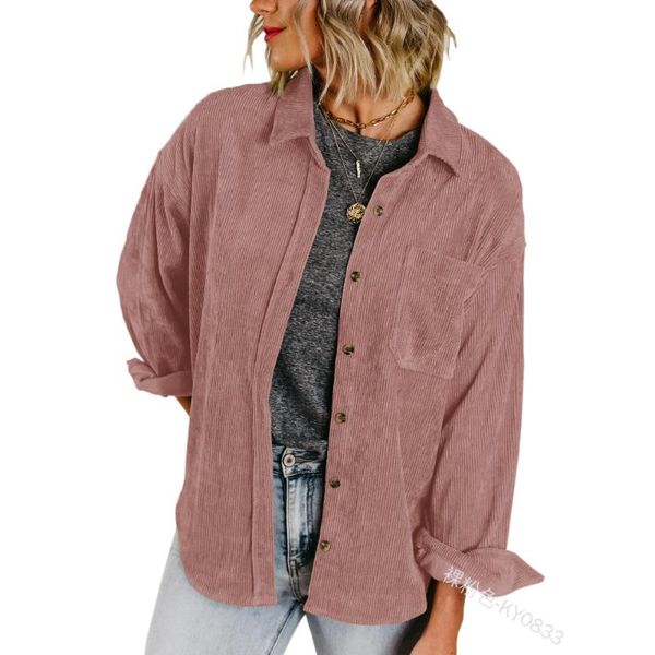 

women's blouses & shirts lugentolo long sleeve blouse women autumn turn-down collar pockets single-breasted loose woman, White