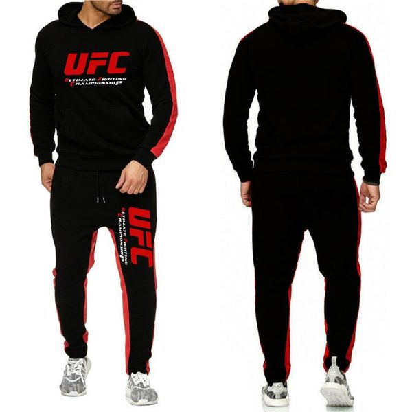 

men's hoodies & sweatshirts brand tracksuit casual for men sportswear two piece sets of thick red sweatshirt + pants sport suit plus 3x, Black