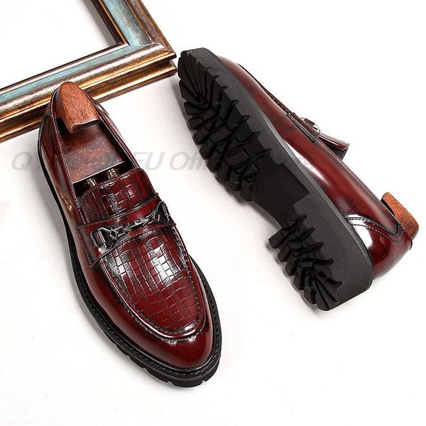

genuine leather mens dress shoes oxfords business office pointed black wine red slide on mens formal shoes wedding shoes