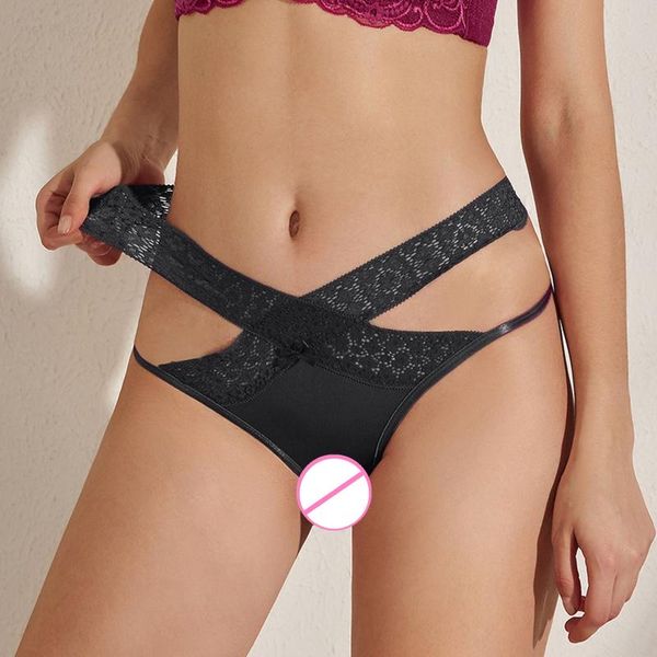 

women's panties women lace low-waist temptation lingerie ladies cross strap g string thong hollow out solid underwear underpants, Black;pink