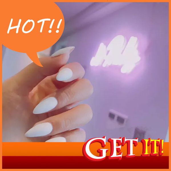 

stylist diy hand decorated nail nina 300 white pointed frosted fake nail piece wear patch finished 24 patches, Red;gold