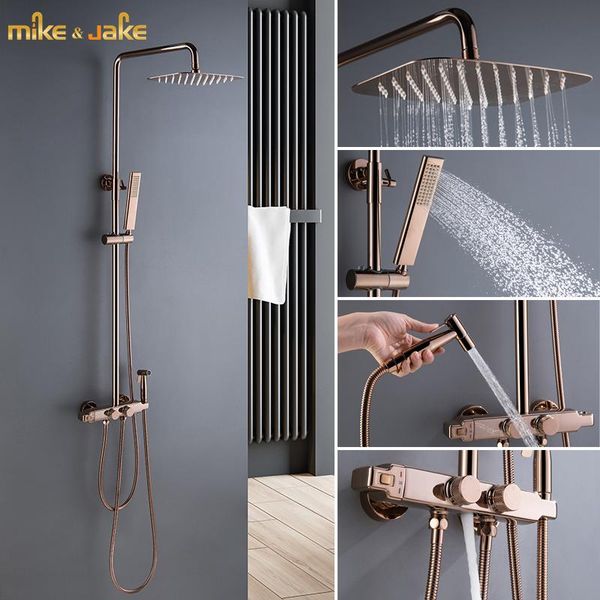 

rose gold shower set thermostatic bathroom wall mixer luxury red bathtub & cold tap sets