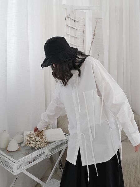 

women's blouses & shirts superaen korean fashion casual long sleeve turn-down collar for women white black summer
