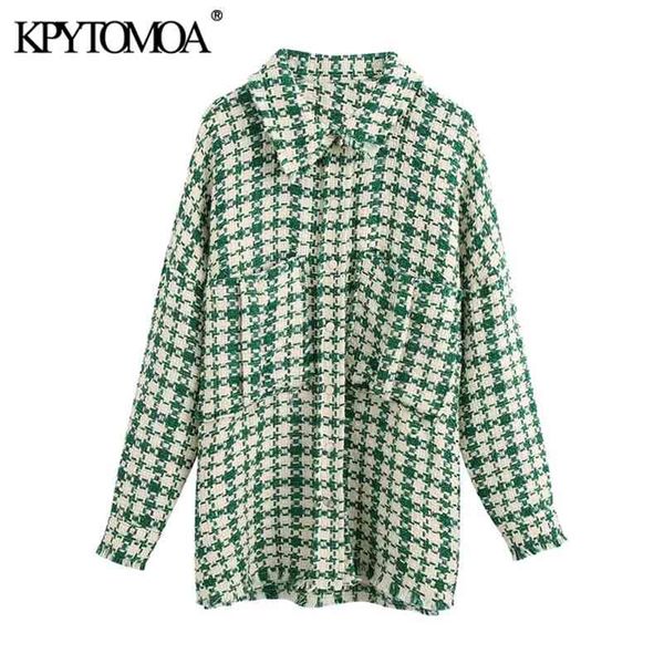 

women fashion with pocket oversized tweed jacket coat vintage long sleeve frayed tassel female outerwear chic 210420, Black;brown