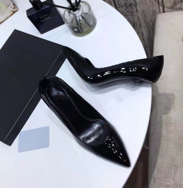 

shiny heel sandals noble stiletto patent leather solid color high women occupation leisure pointed simplicity asakuchi, Black