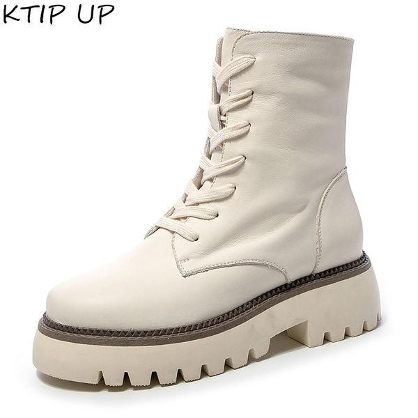 

boots white fashion ankle women shoes platform genuine leather winter woman punk motorcycle, Black