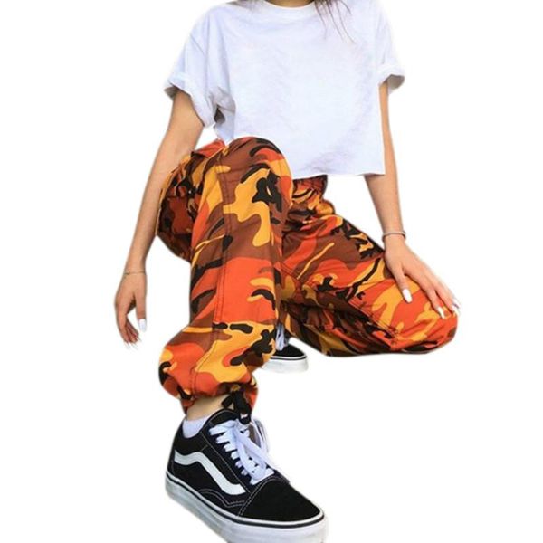 

women's pants & capris 2021 women sweatpants purple pink camo pantalon femme trousers cargo harem pantalones mujer orange camouflage, Black;white