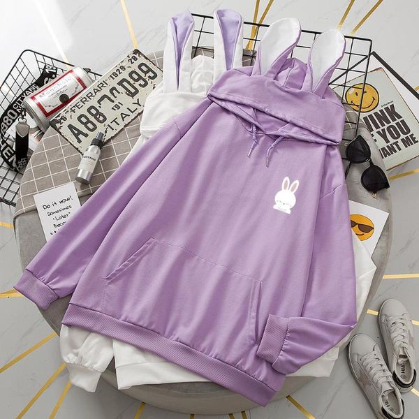 

women cute hoodie casual cotton long sleeve sweatshirt pullover with ears ladies hoodies oversized sweatshirts clothes women's &, Black