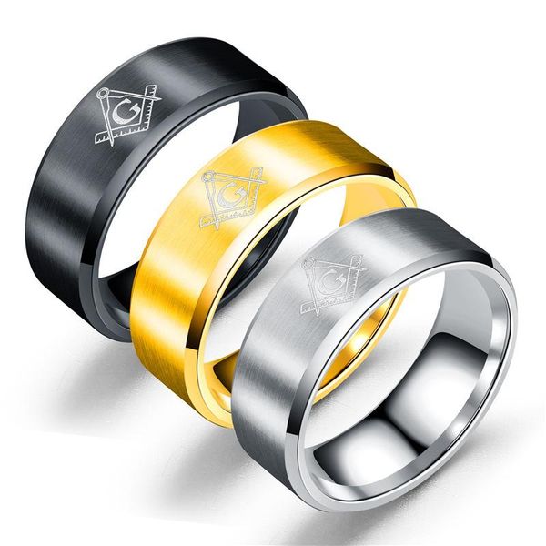 

cluster rings juchao black sliver gold stainless steel ring masonic brother alliance finger for men women jewelry anime fans, Golden;silver