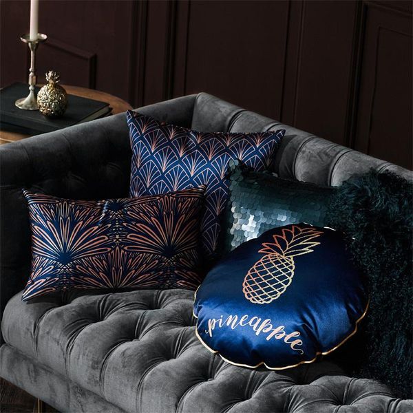

gold pineapple exotic cushion cover black sequins pillow noble decorative pillows blue cojines weddding cushions cushion/decorative