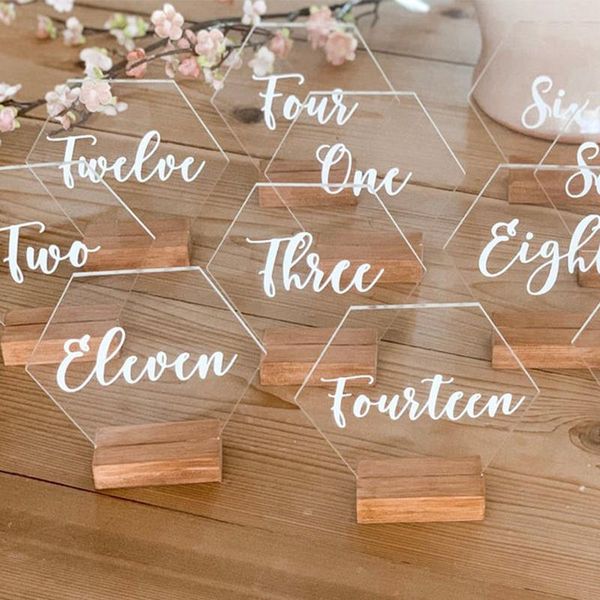

party decoration hexagon table number, acrylic wedding geometric decor, plexiglass modern weddings
