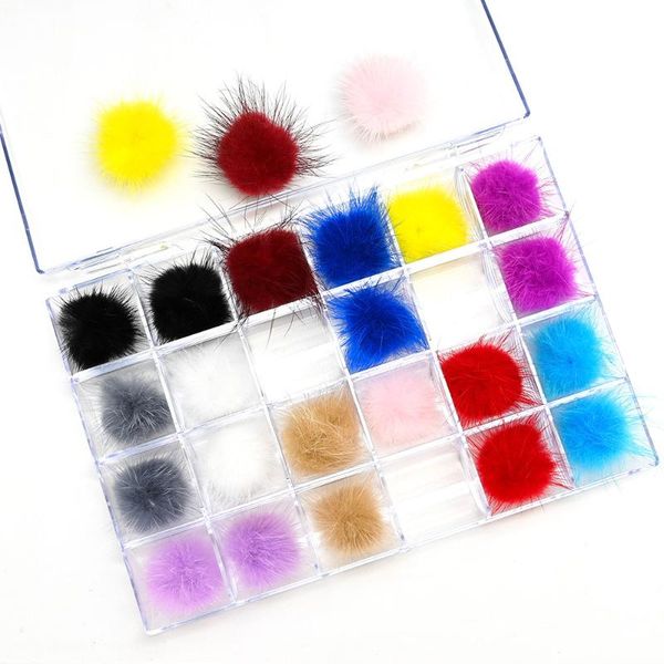 

24pcs/box detachable magnet ball fluffy nail charm 2.7cm puffy pompoms for fashion polish manicure diy decors #194 art decorations, Silver;gold