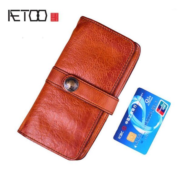 

wallets aetoo handmade long wallet natural genuine leather vintage wristlet clutch phone passcard phonto organizer bag purse1, Red;black