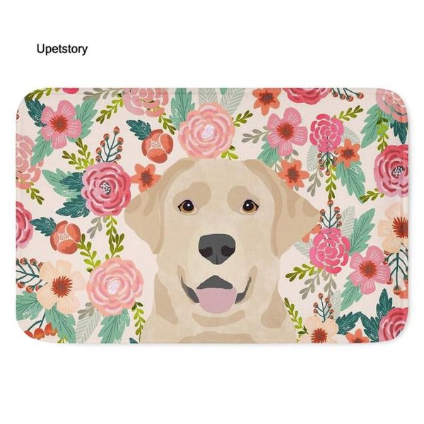 

upetstory floral dog print door mat soft suede carpet bathroom bathtub non-slip floor doormat for hallway bedroom decor mats rug carpets