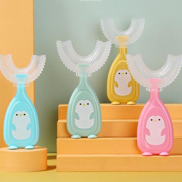 

smart electric toothbrush macaron color oiginal design u-shape manual kids teeth cleaning tool silicone