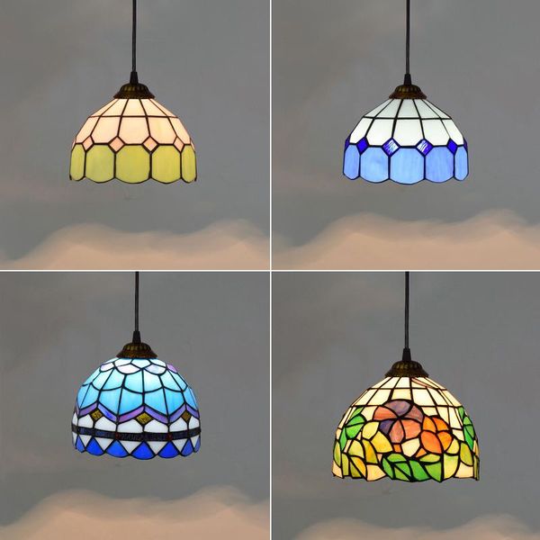 

pendant lamps modern mediterranean style lights glass shade color led lamp bedroom home lighting fixtures blue green