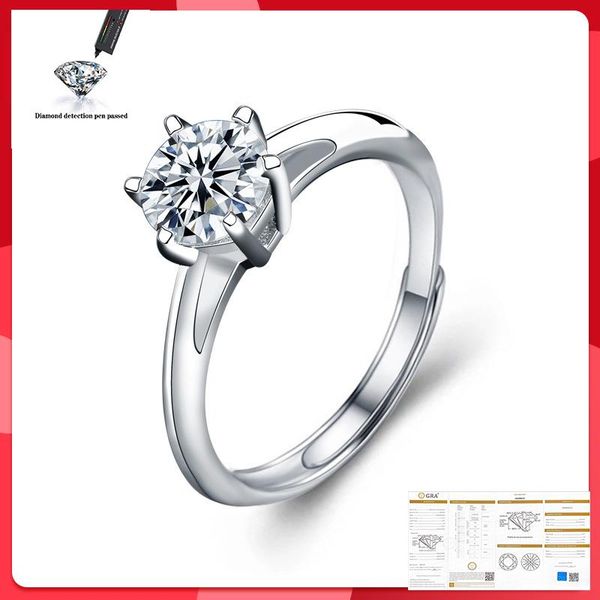 

cluster rings 925 silver 1ct blue moissanite vvs engagement wedding diamond ring with national for women, Golden;silver